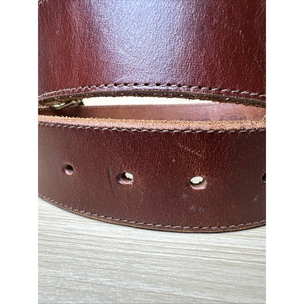 Fossil Womens Brown Leather Belt Gold Buckle Medium Leather Adjustable Solid - Picture 10 of 15